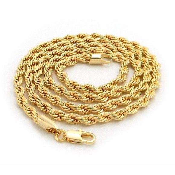 22" Mens 18K Gold Twisted Rope Style Chain Necklace 22 inch 18 Karat NEW Jewelr - Picture 2 of 9